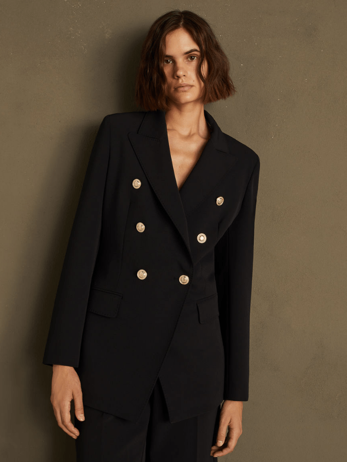 Marella Coats and Jackets Marella ROTOLO Double Breasted Navy Blue Blazer 30410111200 004 izzi-of-baslow