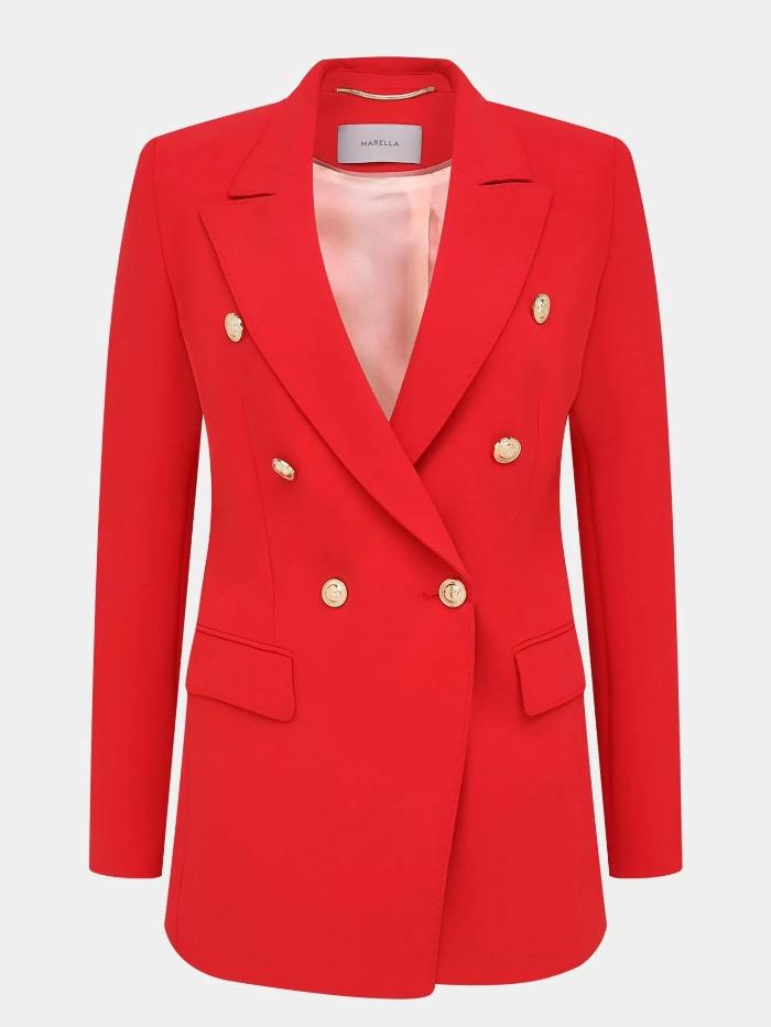 Marella Coats and Jackets Marella ROTOLO Double Breasted Red Blazer 30410111200 004 izzi-of-baslow