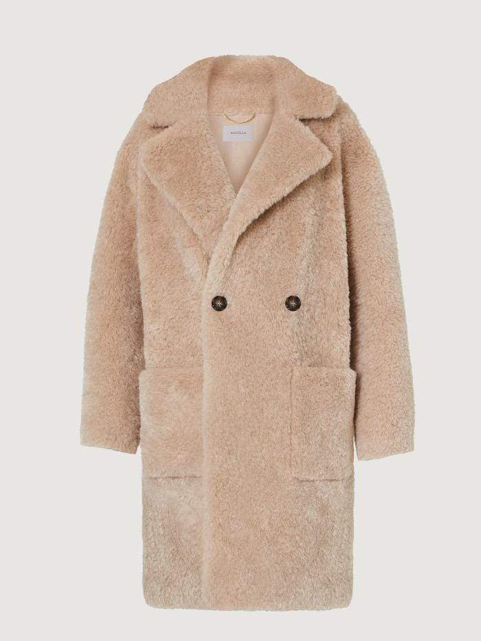 Marella Coats and Jackets Marella TRAMA Teddy Bear Sand Coat 34560116 izzi-of-baslow