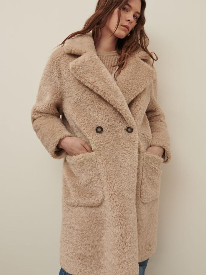 Marella Coats and Jackets Marella TRAMA Teddy Bear Sand Coat 34560116 izzi-of-baslow