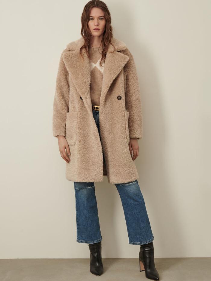Marella Coats and Jackets Marella TRAMA Teddy Bear Sand Coat 34560116 izzi-of-baslow