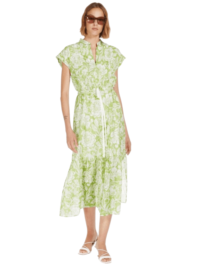 Marella Dresses Marella FLAPPER Green and White Printed Dress 23322140322 003 izzi-of-baslow