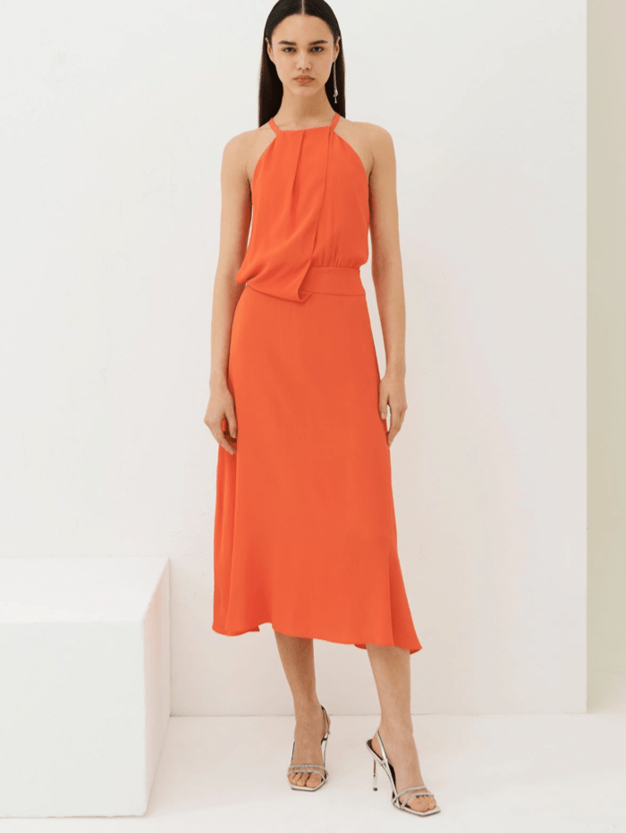 Marella Dresses Marella INFANTE Silk Blended Orange Dress 2332211132 izzi-of-baslow