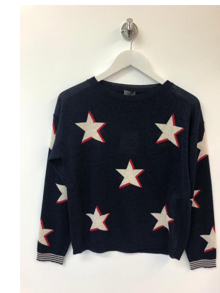 Marella Knitwear Marella SILVIA Star Print Navy Jumper 33610114 izzi-of-baslow