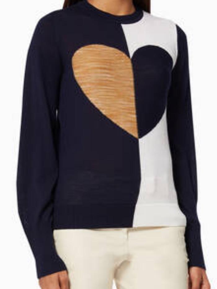 Marella Knitwear Marella VIP Navy, Cream and Camel Heart Jumper 33661918 001 izzi-of-baslow