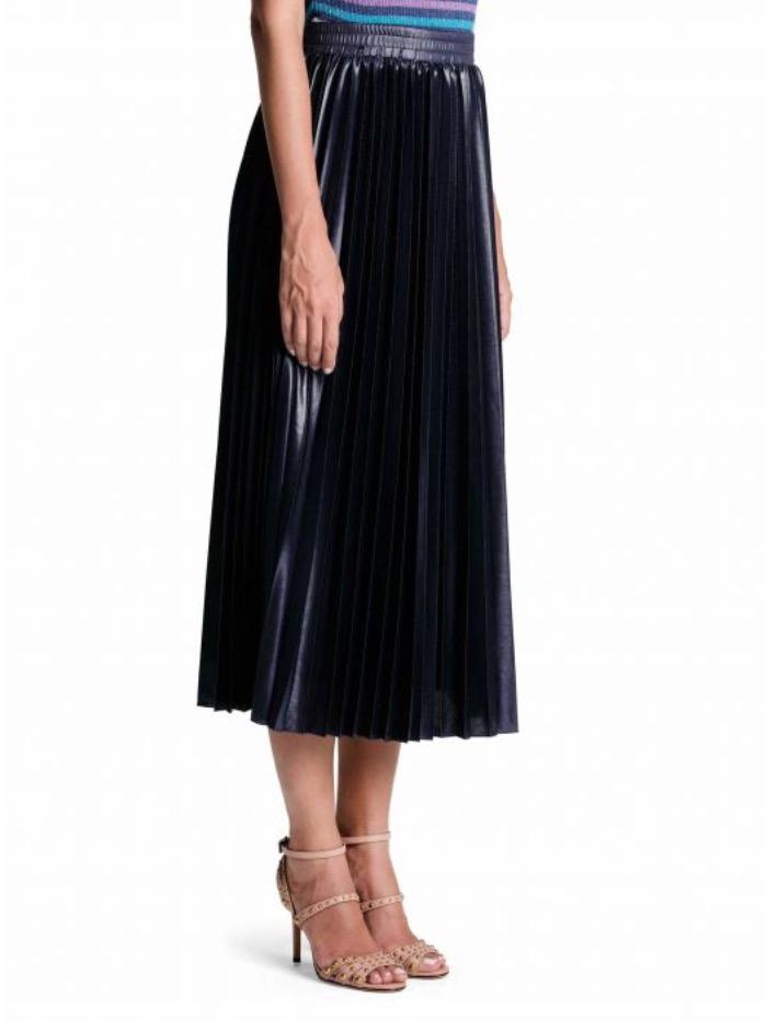 Marella Skirt Marella Tartufo Pleated Metallic Blue Skirt 37710204 izzi-of-baslow