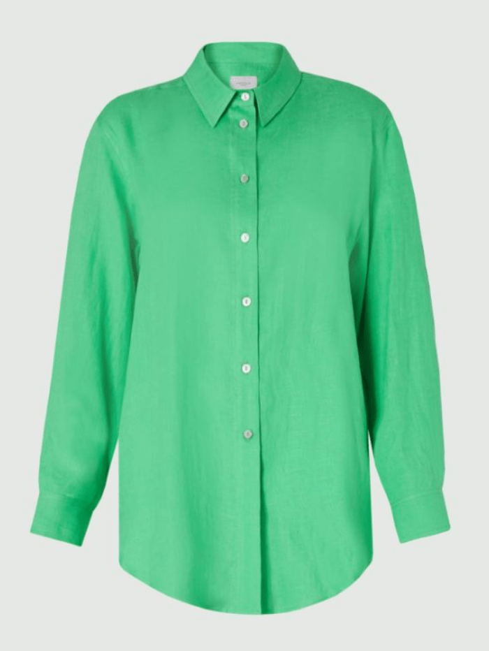 Marella Tops Marella FRAGORE Green Linen Shirt 31111624 003 izzi-of-baslow