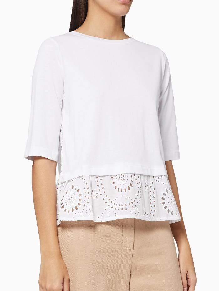 Marella Tops Marella Gioco White Top With Broderie Anglaise izzi-of-baslow
