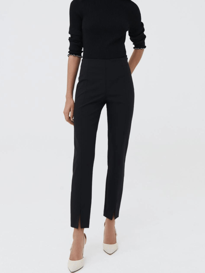 Marella Trousers Marella ARIETE Black Skinny Split Hem Trousers 313609282 002 izzi-of-baslow