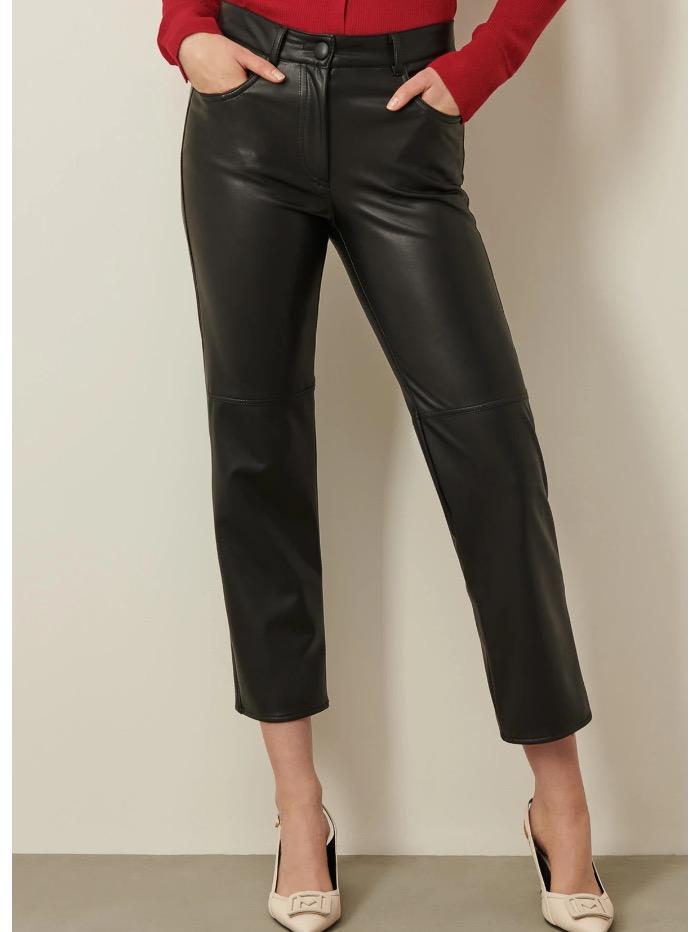 Marella Trousers Marella VALDENA Black Vegan Leather Trouser 37860218 002 izzi-of-baslow