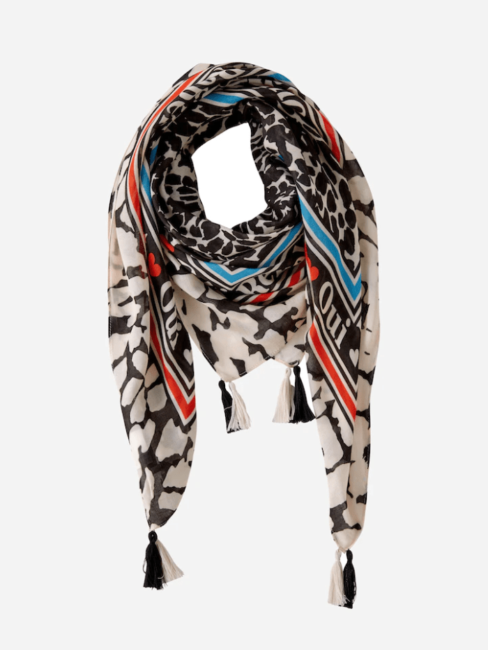 Oui Accessories One Size Oui All-Over Printed Tassel Scarf 77146 0991 izzi-of-baslow