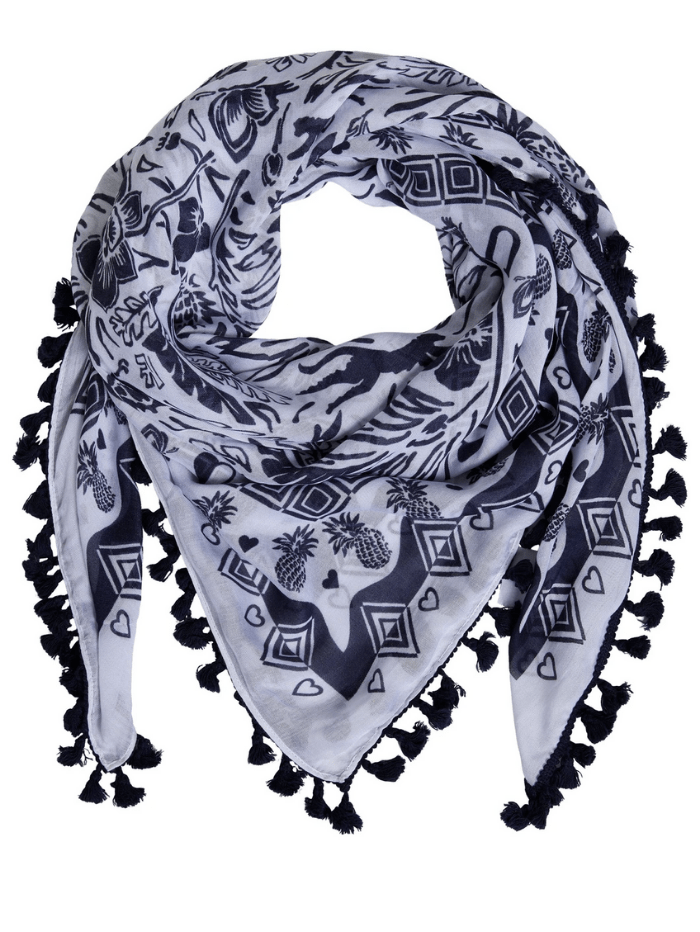 Oui Accessories One Size Oui Navy blue and White Scarf 72822 izzi-of-baslow