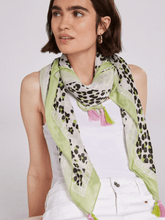 Oui Accessories One Size Oui Lime Green Leopard Print Scarf 74054 0706 izzi-of-baslow