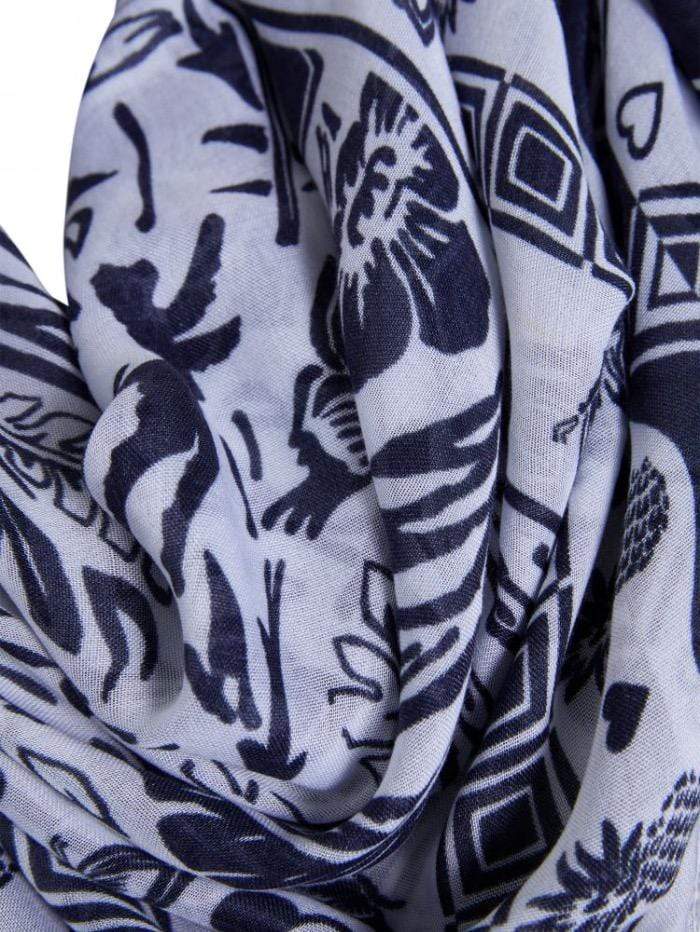 Oui Accessories One Size Oui Navy &amp; White Scarf 72822 izzi-of-baslow
