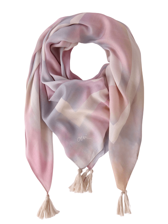Oui Accessories One Size Oui Pink &amp; Blue Tassel Scarf 77998 0335 izzi-of-baslow