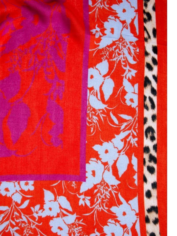 Oui Accessories One Size Oui Red Printed Scarf 73038 izzi-of-baslow