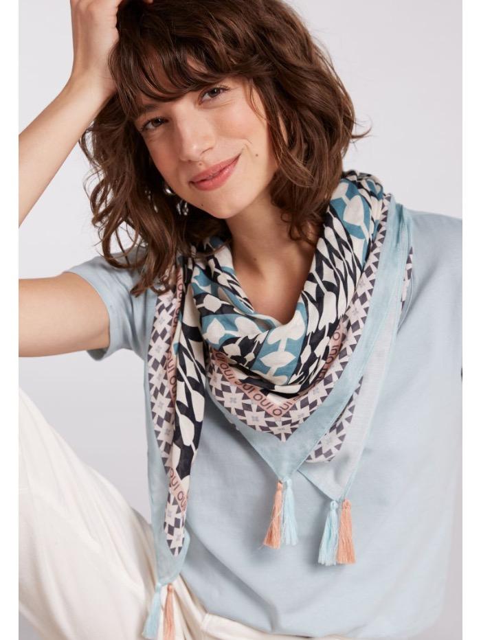 Oui Accessories OS Oui Blue and Grey Printed Scarf 75164 0939 izzi-of-baslow