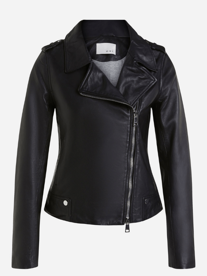 Oui Coats and Jackets Oui Black Leather Jacket 70452 1311399 izzi-of-baslow