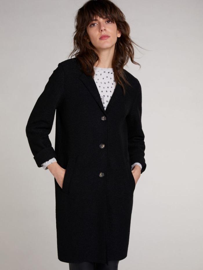 Oui Coats and Jackets Oui Boiled Wool Coat Black 70901 9990 izzi-of-baslow