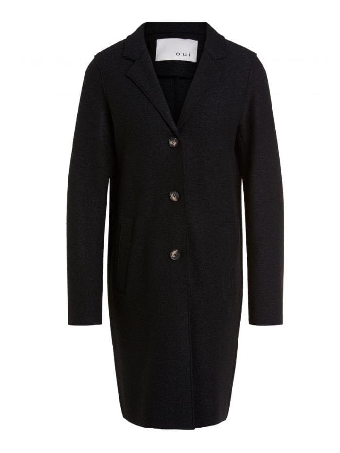 Oui Coats and Jackets Oui Boiled Wool Coat Black 70901 9990 izzi-of-baslow