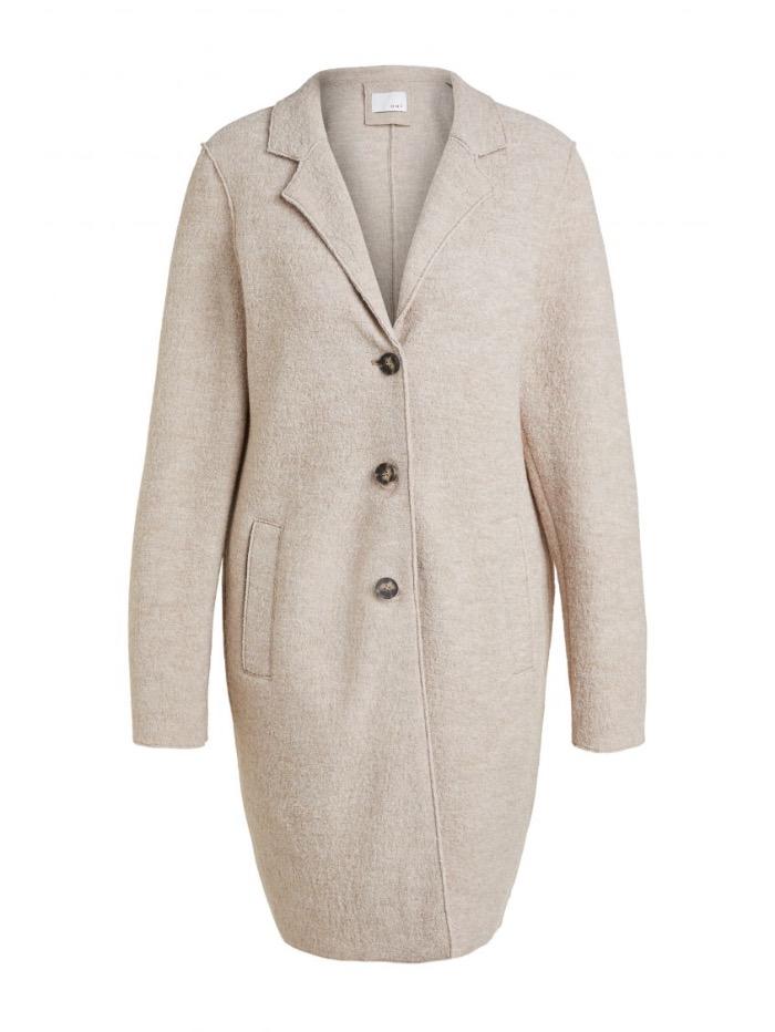 Oui Coats and Jackets Oui Boiled Wool Coat Oatmeal Beige 70901 7459 izzi-of-baslow