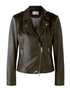 Oui Coats and Jackets Oui Khaki Leather Biker Jacket 76138 6980 izzi-of-baslow