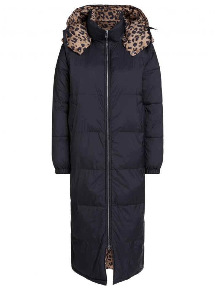 Oui Coats and Jackets Oui Long Quilted Coat Animal Print Reversible 74137 0997 izzi-of-baslow