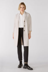 Oui Coats and Jackets Oui Mayson Coat Boiled Wool - Pure New Wool in Stone Melange 79918 7063 izzi-of-baslow