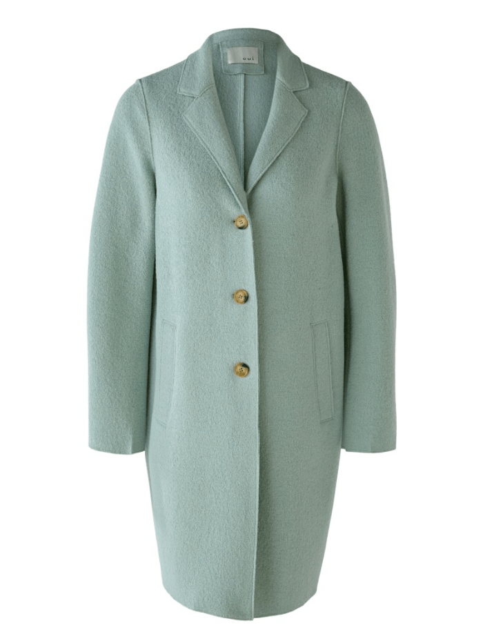 Oui Coats and Jackets Oui Mint Boiled Wool Long Coat 77627 6104 izzi-of-baslow