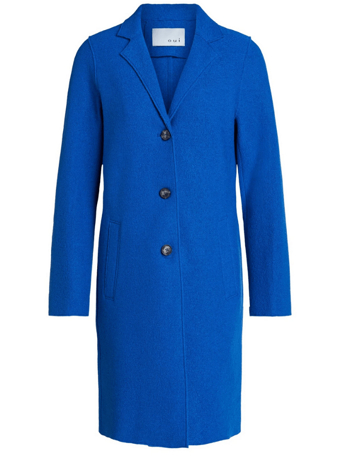 Oui Coats and Jackets Oui Royal Blue Boiled Wool Coat 70901 5396 izzi-of-baslow