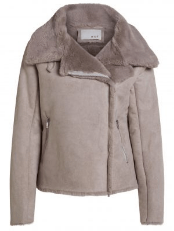 Oui Coats and Jackets Oui Taupe Faux Suede Jacket 74643 8051 izzi-of-baslow