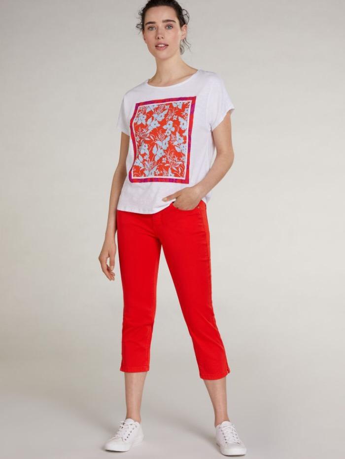 Oui Jeans Oui Fiery Red Cropped Jeans 73364 3584 izzi-of-baslow