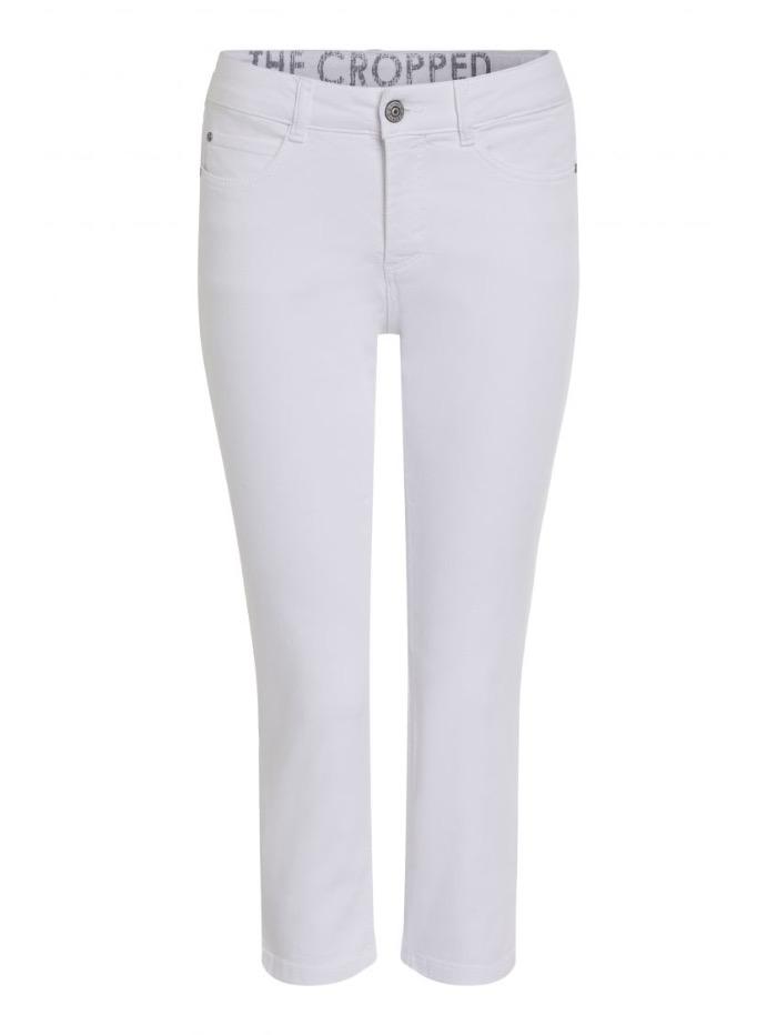 Oui Jeans Oui White Cropped Jeans Split Hem 73364 izzi-of-baslow