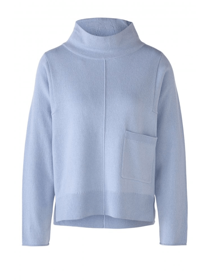 Oui Knitwear Oui Baby Blue High Neck Knitted Jumper 77618 5082 izzi-of-baslow