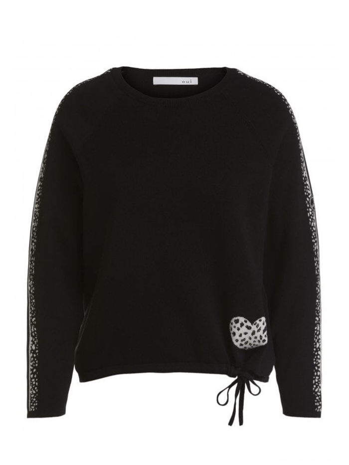 Oui Knitwear Oui Black &amp; White Multi Patterned Sweater 69820 izzi-of-baslow