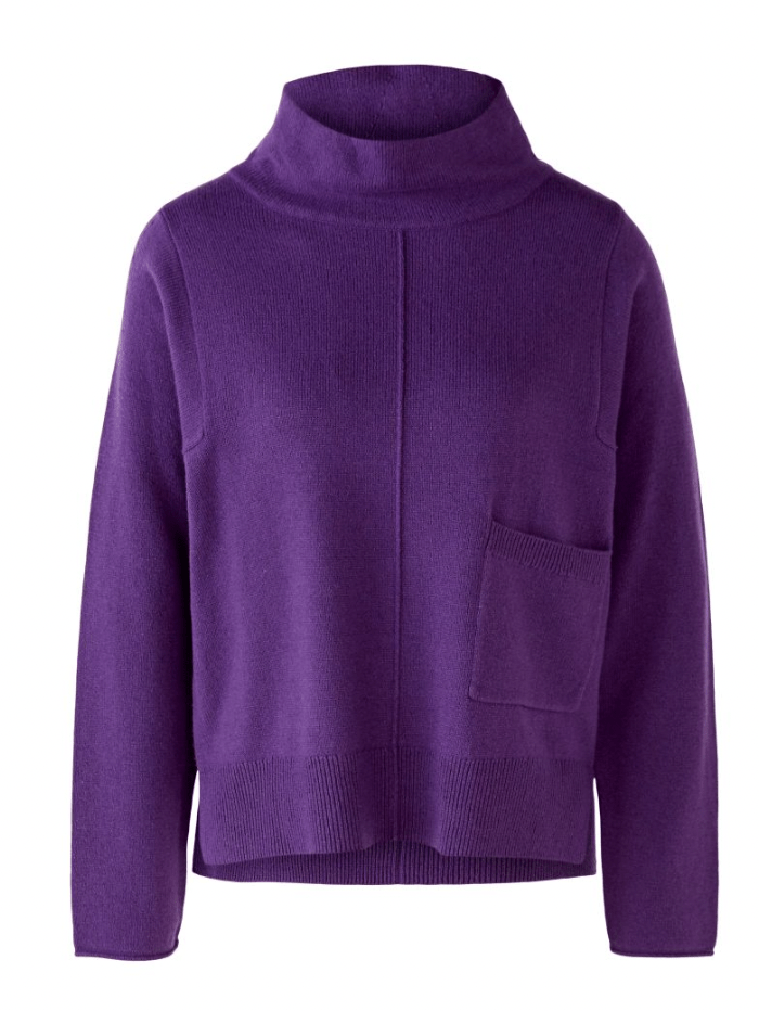 Oui Knitwear Oui Dark Purple High Neck Knitted Jumper 77618 4506 izzi-of-baslow