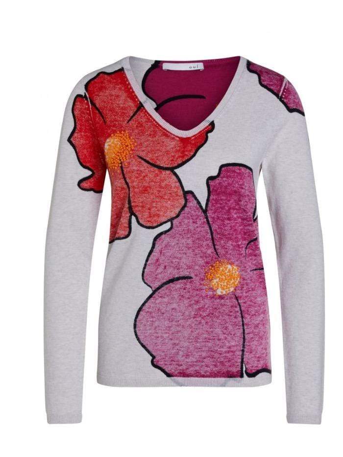 Oui Knitwear Oui Floral Print Jumper 73075 izzi-of-baslow