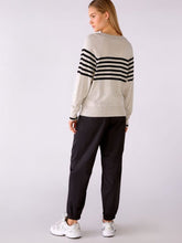 Oui Knitwear Oui Knitted Ecru and Black With Stripes Jumper 75764 0109 izzi-of-baslow