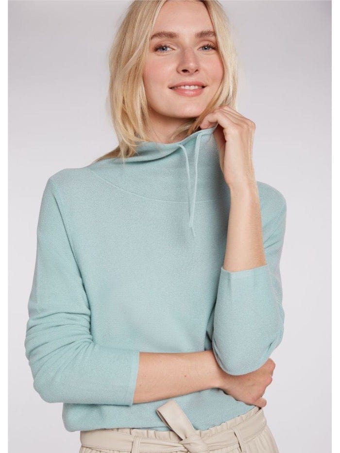 Oui Knitwear Oui Knitted Tiffany Blue Roll Neck Jumper 73825 5110 izzi-of-baslow