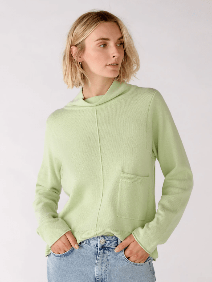 Oui Knitwear Oui Light Green High Neck Knitted Jumper 77618 6072 izzi-of-baslow