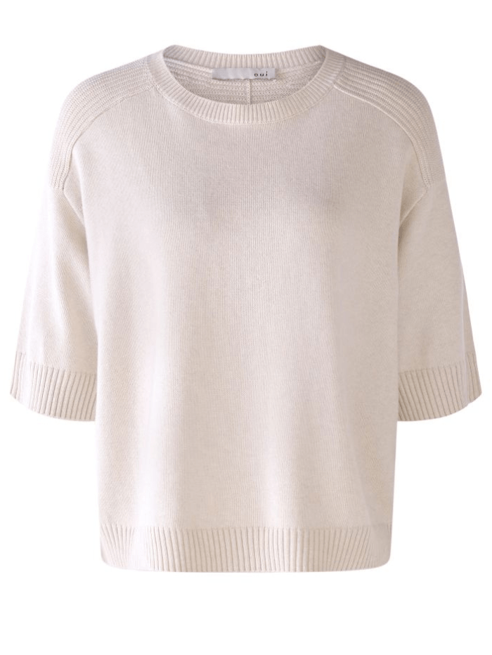 Oui Knitwear Oui Off White Round Necked Pullover 78116 1021 izzi-of-baslow