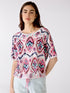 Oui Knitwear Oui Printed Knit Top With Drawstring 76121 323 izzi-of-baslow