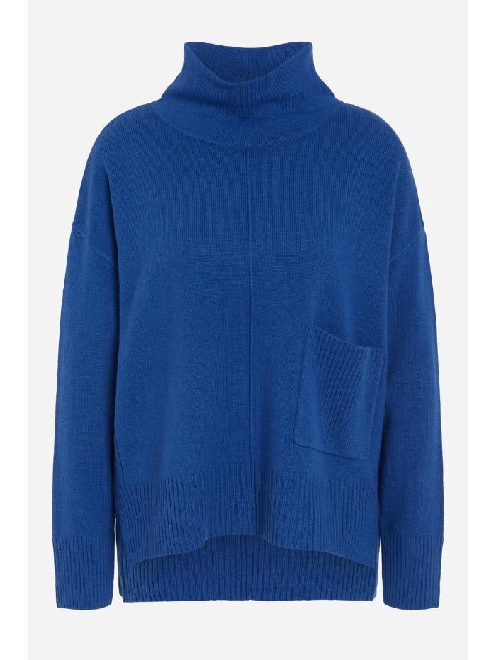 Oui Knitwear Oui Royal Blue Roll Necked Jumper 73331 5396 izzi-of-baslow