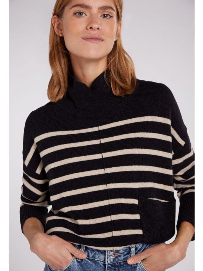 Oui Knitwear Oui S Striped Roll Necked Jumper 74434 0997 izzi-of-baslow