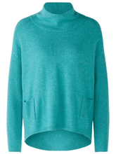 Oui Knitwear Oui Turquoise High Neck Jumper With Pockets 76951 5882 izzi-of-baslow