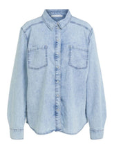 Oui Tops Oui Blue Denim Button Down Shirt 75821 5300 izzi-of-baslow