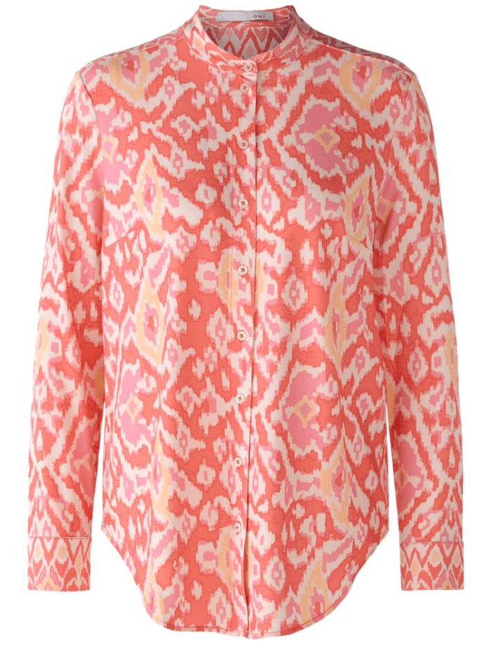 Oui Tops Oui Pink and Orange Printed Blouse 78739 312 izzi-of-baslow