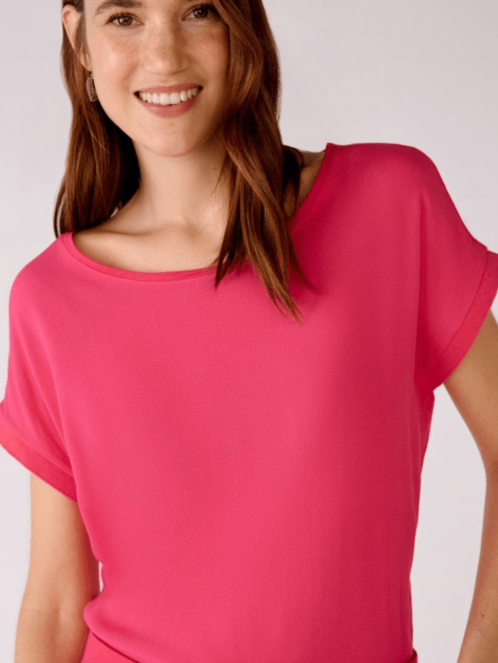 Oui Tops Oui Pink Round Necked Top 79015 3420 izzi-of-baslow