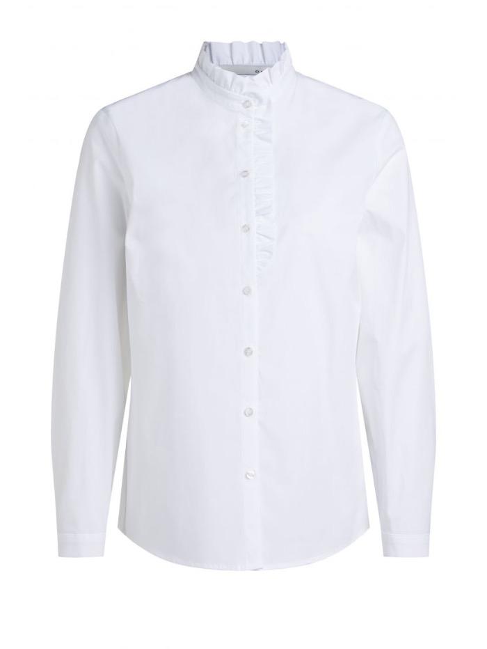Oui Tops Oui White Frill Necked Shirt 70939 izzi-of-baslow
