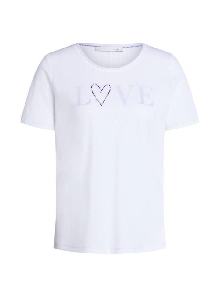 Oui Tops Oui White LOVE T-Shirt 72695 104 izzi-of-baslow